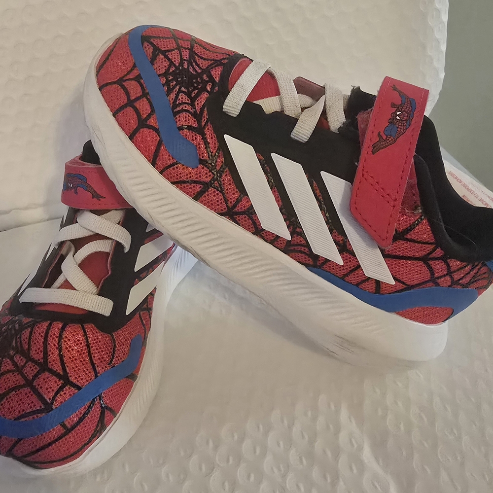 Adidas Spiderman Kids Red and Blue Spider-Themed Shoes